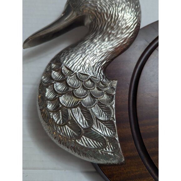 Wood Pewter Cutting baod Made in France hanging 20 x 9 textured metal 4 lbs - Picture 5 of 16